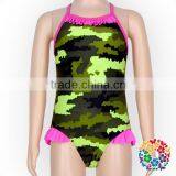 2017 Fashionable Camouflage Print Ruffle Decorated Baby Girls Bikini Swimsuit thumbnail-4