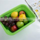 Silicone large vegetable foldable bowl,green yellow fruit bowl