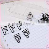 Office Statinery Black Letter F Shaped Paper Clips in Transparent Box