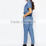 2015 China Factory OEM ODM Fashionable Customized Chambray Jumpsuit With D Ring Belt thumbnail-1