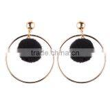 Fashion Colorful Pompon Gold Plated Hoop Earrings for Women Accessories thumbnail-4