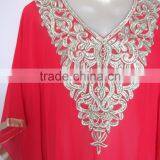 RED SILVER EMBROIDERED Georgette CAFTAN Kaftan Tunic Poncho Zip Cover up thumbnail-2