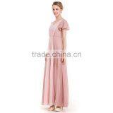 Maxnegio Fashion Pink Maxi Patchwork Chiffon Eveing Dress With Ruffle Women Dress thumbnail-5