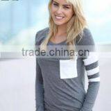 Long Sleeve Women Patchwork T-shirt thumbnail-2