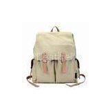 Beige Leisure Ladies Canvas Backpack Ladies Handbags Support Customized Design