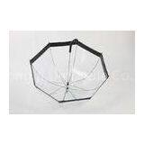 Corporate Manual Open Clear PVC Umbrella With Black Printing Edge For Mens thumbnail-1