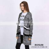 Women Knitted Striped Pattern Long Cardigan Sweater thumbnail-4