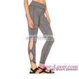 Cheap Women Dusty Charcoal Cutout Side Sports Fitness Yoga Leggings thumbnail-4