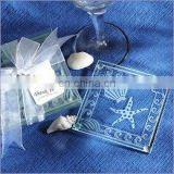 Shell and Starfish Frosted Glass Coasters