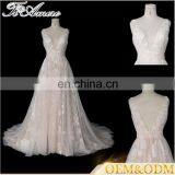 Tiamero Peach Color Party Wine Deep V Backless Wedding Gowns Evening Dress Ball thumbnail-1