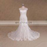 Cap Sleeves Backless Mermaid Keyhole Back Wedding Dress