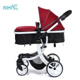High-view folding baby stroller with white chassis