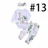 "you're my Best Friend" 2019 Boys White Rompers Outfits & Kids Pink Flower Full Print Pants & Baby Hat 3pc Set thumbnail-3