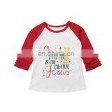 Children Christmas Raglans Baby Boy Girl Unisex Tshirt Cotton Red Long Sleeve Top Kids Clothing For Christmas Holiday