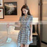 2020 Summer New Fashion Plaid Suit Skirt Short Sleeve Dress Women Factory Direct Wholesale thumbnail-6