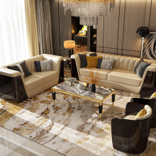 Light Luxury Sofa, Postmodern Simple Villa Model Room, Hong Kong-style Italian Large Family, Versace Customized Microfiber Leather thumbnail-1
