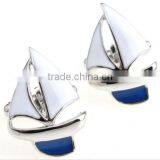 Men Sailing Captain Ship Boat Cufflinks Metal Blue Ocean Cuff Links Silver Hot thumbnail-3