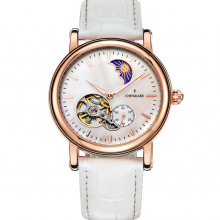 Механические женские часы из нержавеющей стали. Модные автоматические часы с подлинной кожаной ремешкой для дам