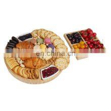 Wood Bamboo Cheese Board And Knife Set Charcuterie Cheese Plate For Wine Cheese Meat thumbnail-5