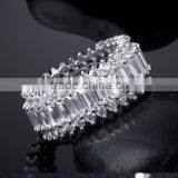 Thick Wedding Band Big CZ Crystals Rectangle Shape Deluxe Copper Women Ring thumbnail-3