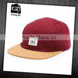 High Quality Label Patch Sude Bill Hat Custom Leather & Metal Buckle Wholesale 5 Panel Hats