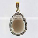 Prong Setting Smoky Quartz & CZ Silver Jewelry, Handmade Silver Jewelry, Wholesale Silver Jewelry thumbnail-5