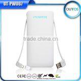 Super Slim Printed Logo Buit-in Cable Powerbank With 4 Power Indicators