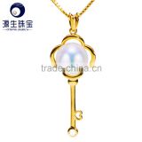 bridal jewelry 8.5-9mm white/golden best gift saltwater akoya pearl pendant