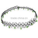 Black Plastic Line Braided Golden Beads Fake Tattoo Necklace for Girls thumbnail-6