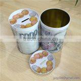 Dollar Printed Pretty Tin Piggy Bank Different Kinds Round Tin Coin Bank