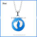 Angel Wing Footprint Enamel Metal Round Belly Bell Musical Sound Ball Pendant Pregnancy Maternity Necklaces BAC-M061