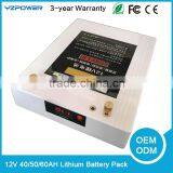 Rechargeable Lipo Battery 12V50Ah With Flash USB Charger For iPhone Samsung Huawei Smart Phones Li-ion Lithium Storage Batteries