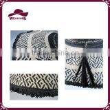 Black and White Paper Straw Floppy Hat With Tassels thumbnail-6