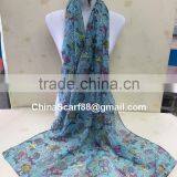Cartoon Owl Print Voile Scarf thumbnail-1