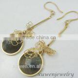 Natural Unakite IPG Stainless Steel Big Stone Earrings