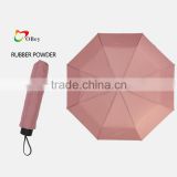 Rubber Powder 3 Folding Windproof Anti UV Rain Umbrella