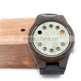 China 100% Genuine Leather Band Watch Japan Movement Wood Watch thumbnail-5