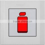 Wenzhou Best Quality Pure White 1 Gang 45A Electrical Wall Switch With Neon