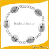 China factory sterling silver custom Inspiration faith belive love beads bracelet bangles(AB-009)