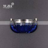 Light Blue Half Round Brushed Satin Nickel Glass Knob thumbnail-5