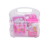 Water bottle and lunch box set with tranparent plastic box packing