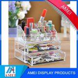 Clear Acrylic 2-Drawer Makeup Case Cosmetic Organizer Box thumbnail-5