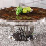 Coffee Table Set With Flower Shape Stainless Steel Base thumbnail-4
