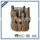 2015 Best Seller Chinese Big Sale Handmade Wood With Glass Candle Holder thumbnail-1