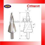 HSS 4-30mm Spiral Flute Split Point 118 Degree Step Drill Bit