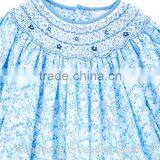 Wholesale Kids Clothing Set Girls Winter Cotton Outfit Smocked Baby Clothes Set For Holiday Toddler Ruffle Dress Set Plain Pant thumbnail-2