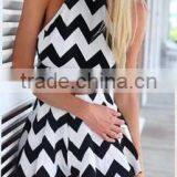 Wholesale Women Clothing Women Summer Dress Striped Playsuit Summer Style Shorts Backless Sexy Jumpsuit Crop Top and Skirt Set thumbnail-2