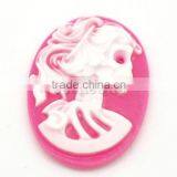 Pink Resin Halloween Skull Pattern Oval Cameo 25x18mm(1"x3/4"), Sold per Packet of 50 thumbnail-1