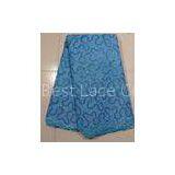 Sky Blue Beige African Net Lace Fabrics , Garment thumbnail-1