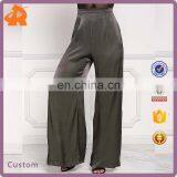 China Product Hot Sale Dark Olive Silky Side Slit Slacks Women Long Maxi Pants thumbnail-1